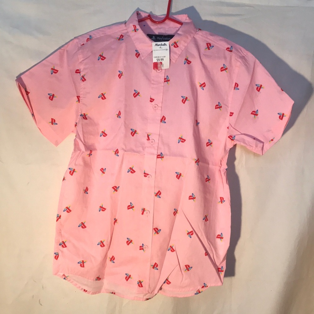 Playstation logo short sleeve shirt Pink L